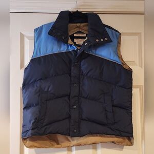 Ricco vintage down filled blue 2 tone zip up vest XL